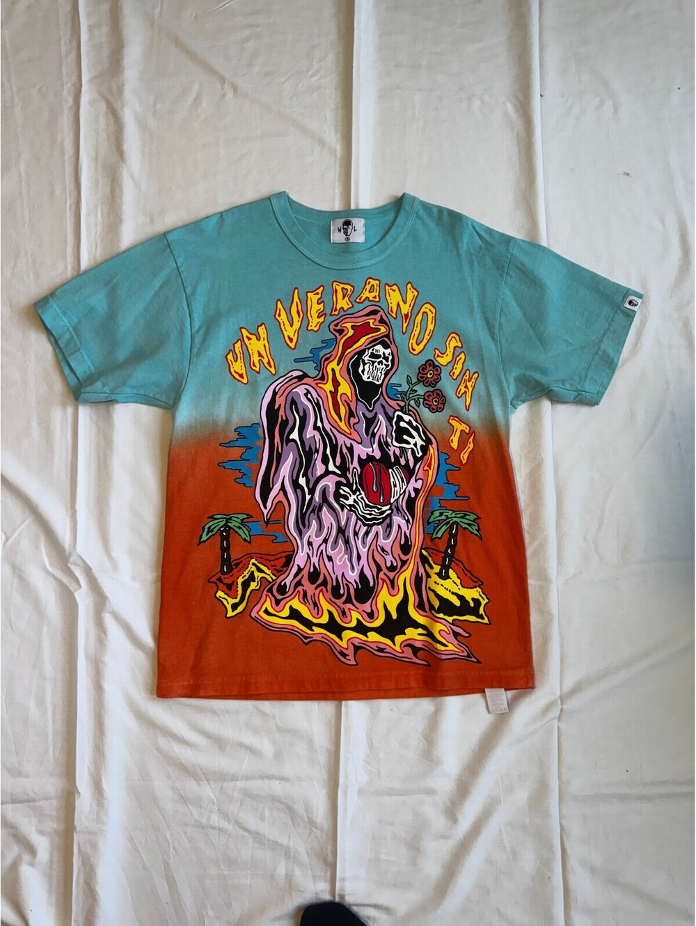 Warren Lotas Un Verano Sin Ti Split-Dye Tee Teal Orange M